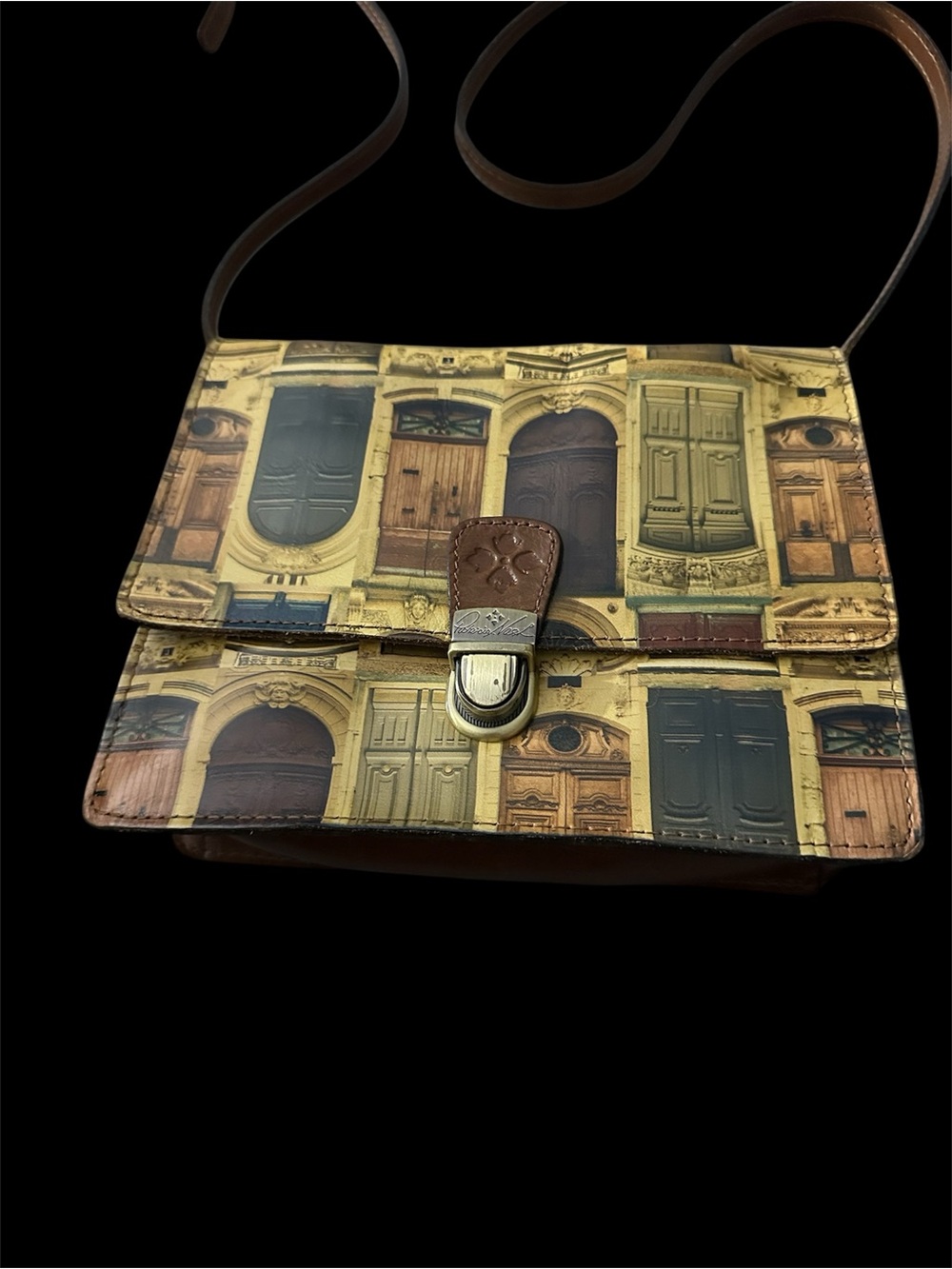 Crossbody Shoulder Bag with Vintage Door Print